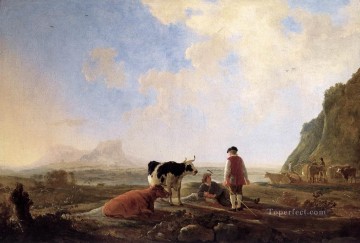  Scenery Canvas - Herdsmen With Cows countryside scenery painter Aelbert Cuyp
